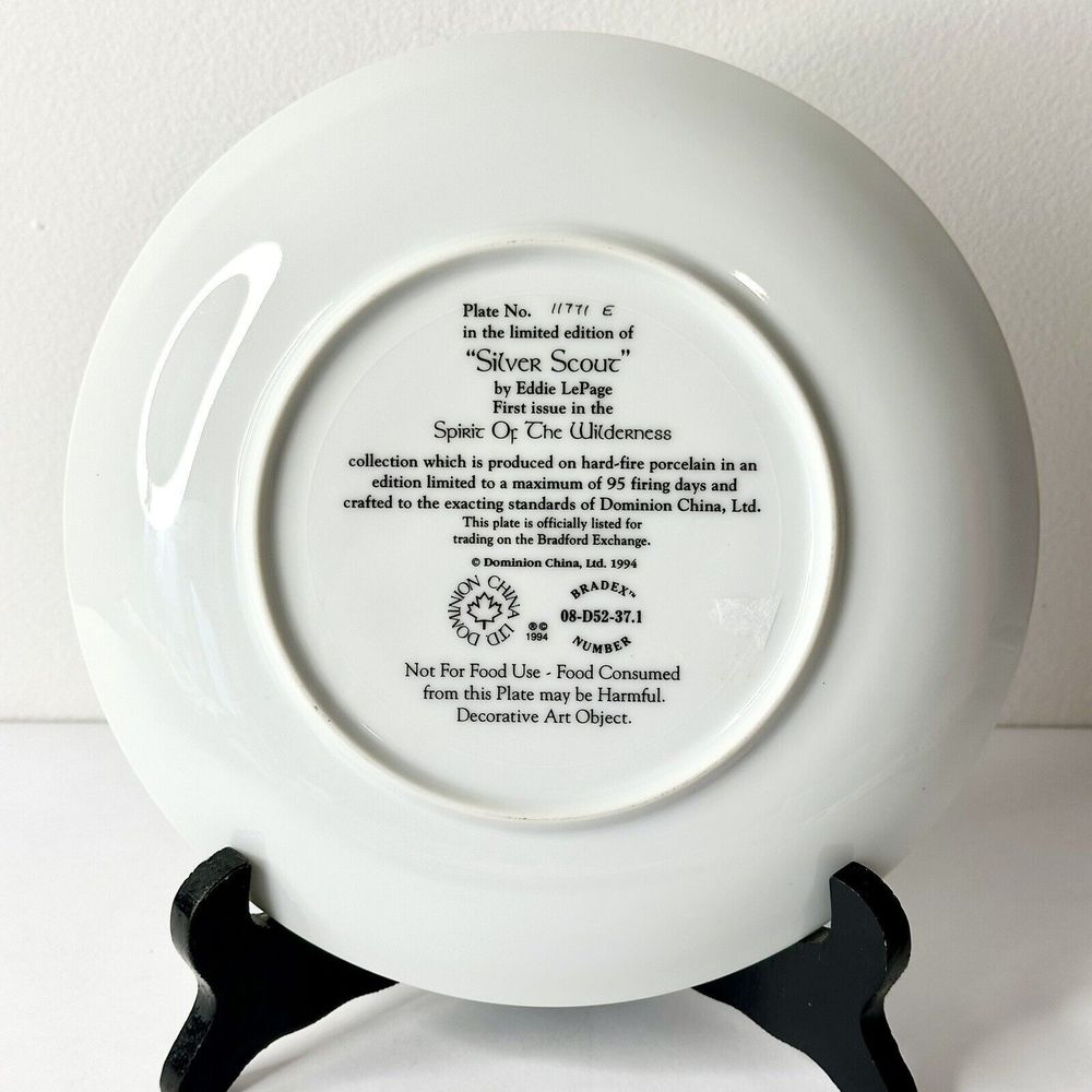 8” Silver Scout The Bradford Exchange Collector Plate Spirit Of The Wilderness - Picture 4 of 4